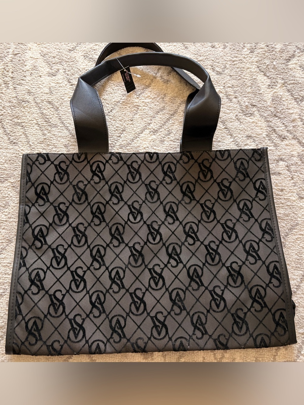 Victoria Secret VS Monogram Tote Bag in Black and Gray NWT